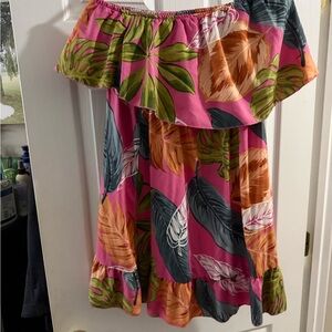 Tropical Pink Off-Shoulder Dress